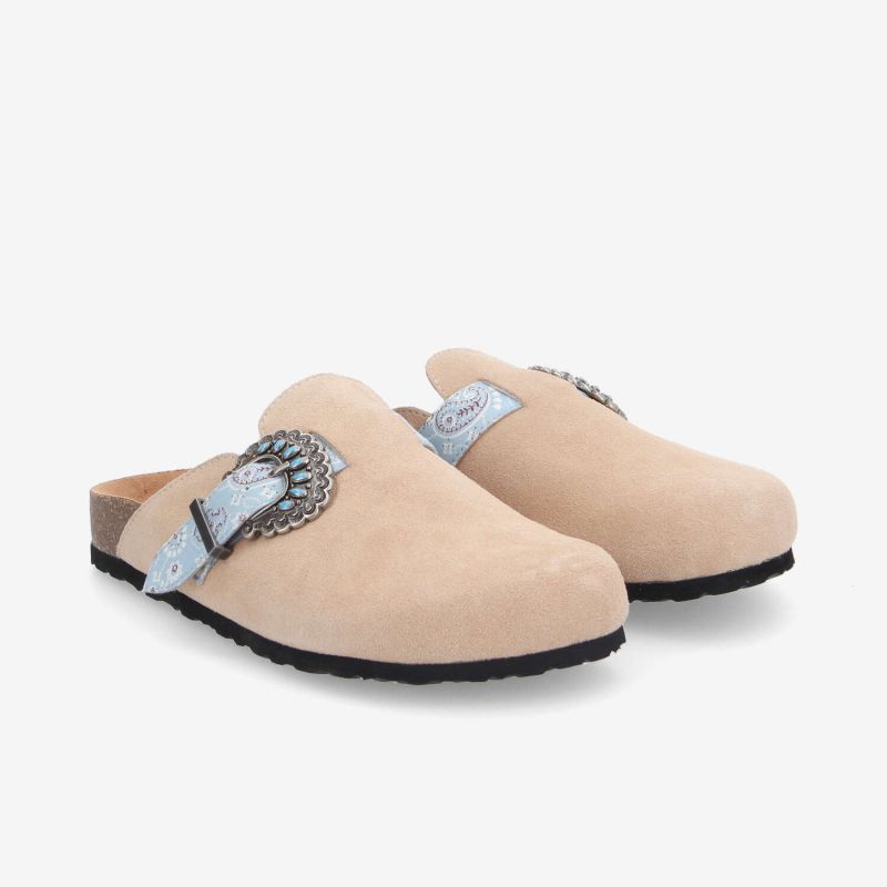 PALOMA CLOG W - SUEDE/WEST - BEIGE/BLEU